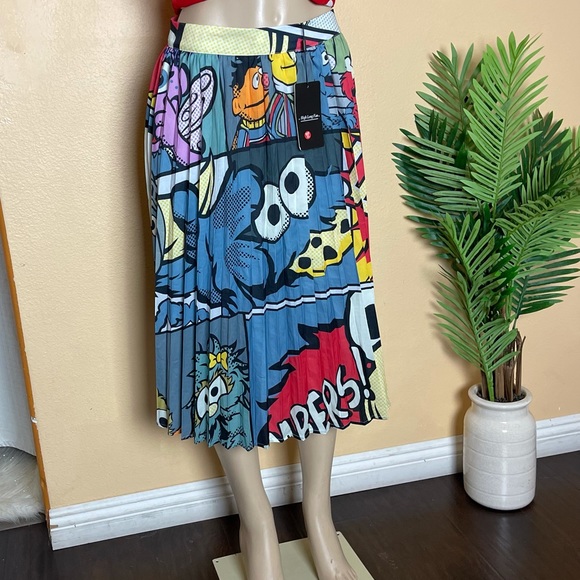 Elmo cartoon print pleated high waist skirt size XL - Picture 4 of 8